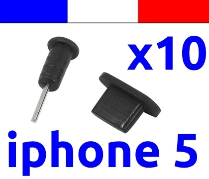10 LOT NOIR anti-poussière cache capuchon bouchon lightning  pour iphone 5 5C 5S