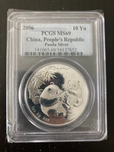 2006 Silver China Panda Coin 10 Yuan PCGS MS 69 1OZ AG .999