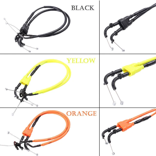 2pcs Yellow Motorcycle Throttle Cables Wire Line For Yamaha YZF R1 2007 2008
