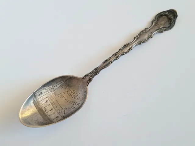 Vintage Sterling Silver Catholic Church Oskaloosa LA Souvenir Travel Spoon