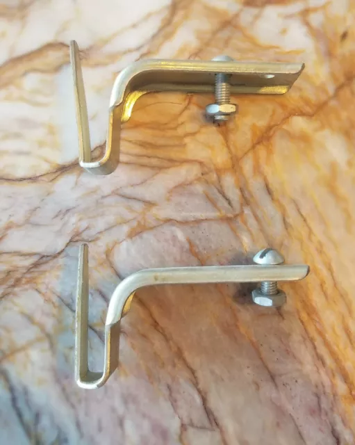 2 Vintage Brass Hardware Bracket Holder for Curtain Rod