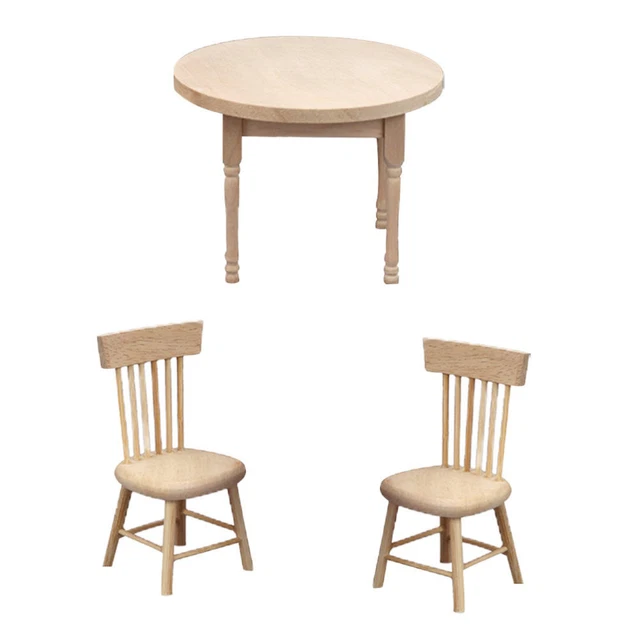 1 set mini mobili in miniatura legno tavolo da cucina sedia gioco giocattolo