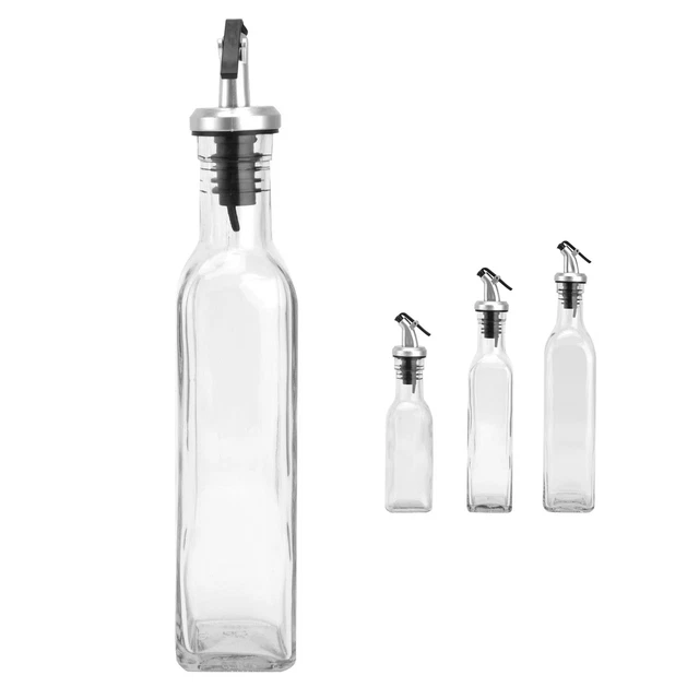 Botella de lata de aceite dispensador de aceite de vidrio y acero inoxidable para salsa de soja vinagre HG