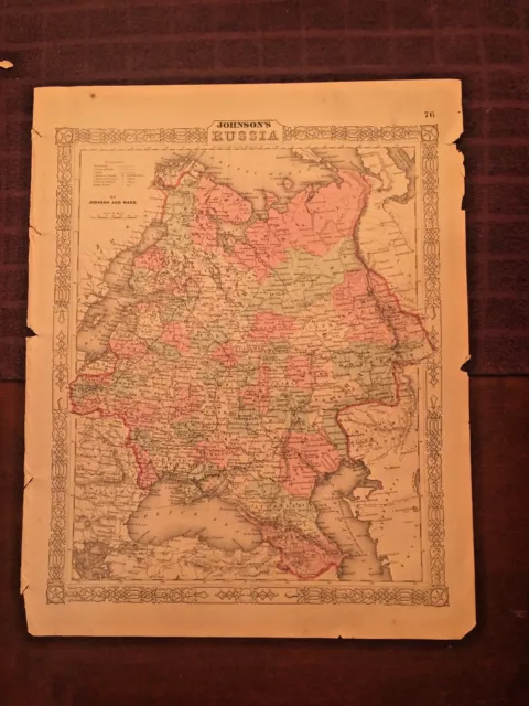 1863 Johnson and Ward Hand Colored Atlas Map of RUSSIA