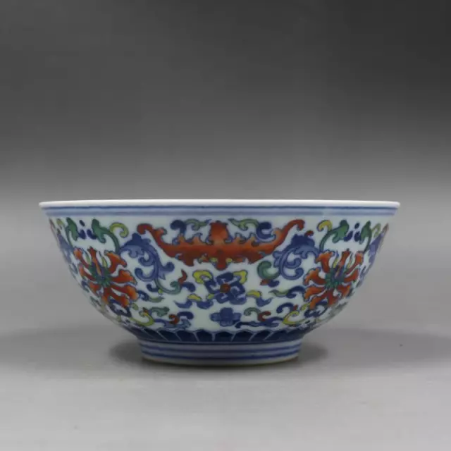 Chinese Blue & White Porcelain Qing Yongzheng Colored Flowers Design Bowl 5.55"
