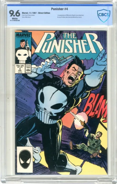 Punisher  #4  CBCS   9.6  NM+  White pages  11/87  Direct Edition  1st App. Micr