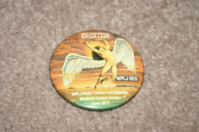 1977 Led Zeppelin Promotional Tour Pin MSG New York City NYC, 95.5 WPLJ Button