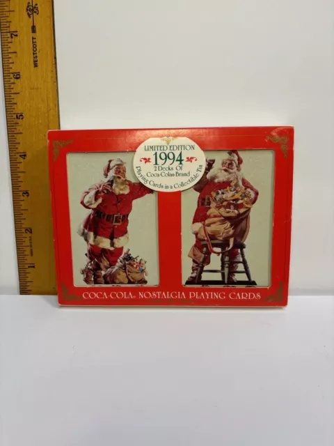 Vintage Coca Cola Nostalgia 1994 Playing Cards Santa Claus Coke 2 Decks in Tin
