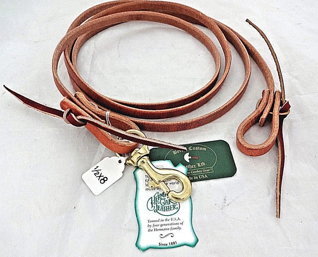 Flat Roper Barrel Rein Hermann Oak Harness Leather Horse Tack Berlin Custom 8ft