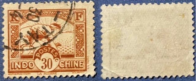 Indochina 1931-32 30c Rice Planting Sc-166 Orange Brown Used - US Seller