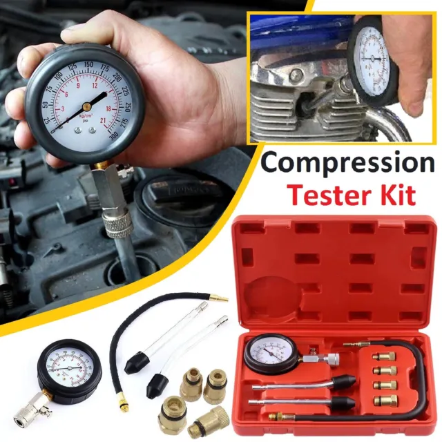 Petrol Engine Compression Tester Kit Tool Set For Automotives Motorcycle 300 PSI