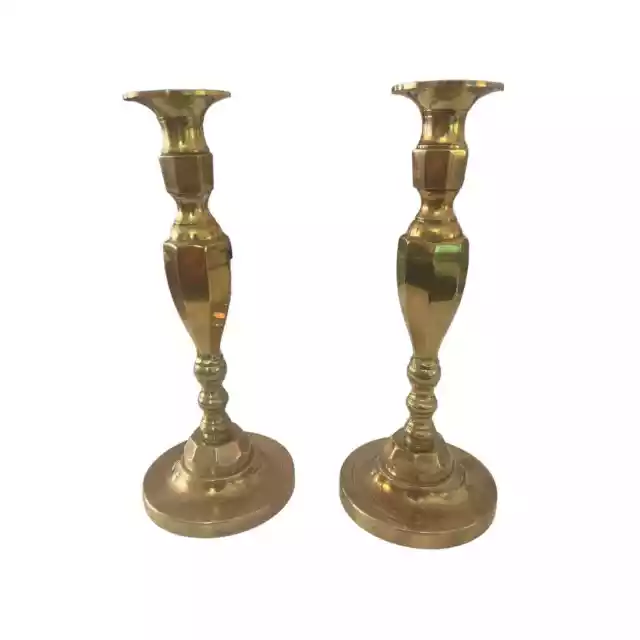 Vintage Brass Candle Holder Set 10.75in (H) 20th Century