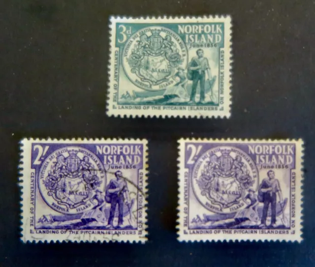 Norfolk Island 1956 Stamp Set Of 2, Anniv. Of Landing Of Pitcairns