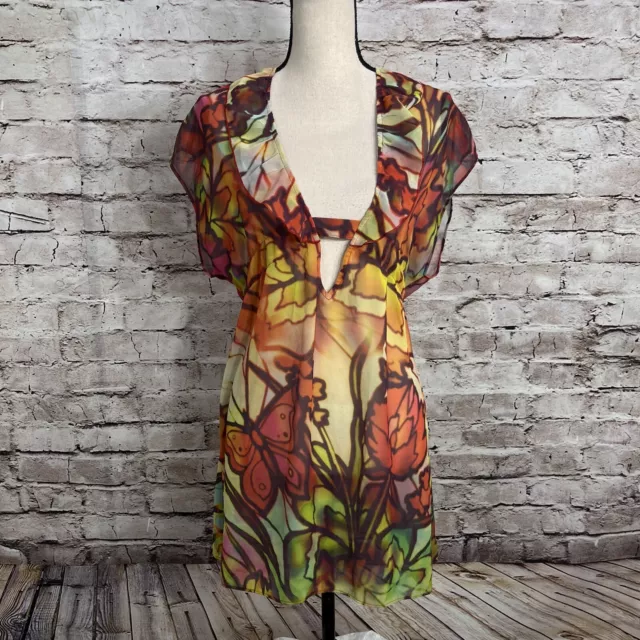 Becca by Rebecca virtue Colorful Sheer Cover Up Tunic Size XS/S Discount Ship