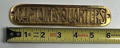 6.25" Brass Door Sign - "Captains Quarters” - Nautical Decor / Boat Cabin