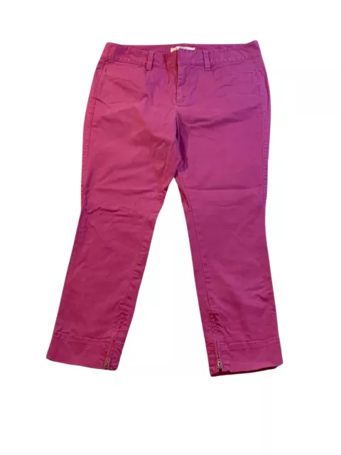 ANN TAYLOR LOFT Marisa Pink Ankle Pants Zip Fly Zip Hem Pockets Women's ...