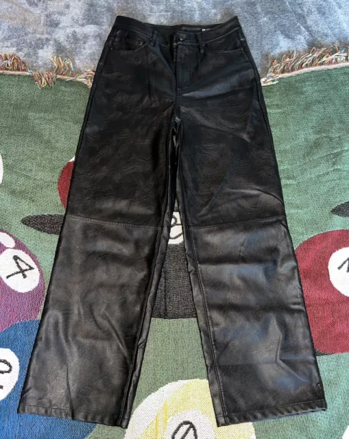Blank NYC Womens Size 27x26 The Baxter Pants Black Vegan Leather