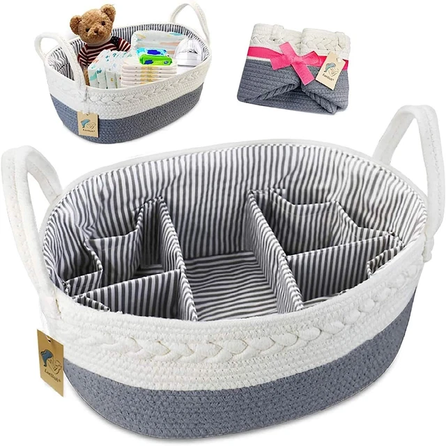 Baby Diaper Caddy Organizer - Nursery Storage Bin, Bag Basket with 8 Pockets