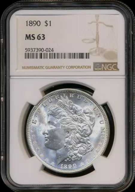 1890 Morgan NGC MS-63 Bright Shiny White Silver Dollar Coin Philadelphia Mint