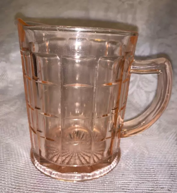 Vintage Hazel Atlas Colonial Block Creamer Pink Pitcher 1930’s Depression Glass