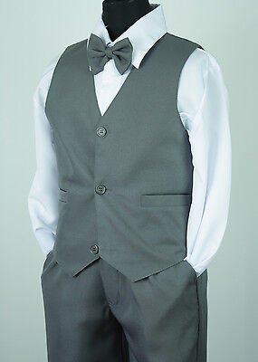 BNWT Plain Grey Formal Page Boy 4 piece Vest Suit Size 0000 - 16