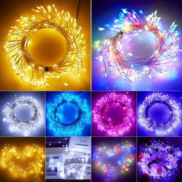 200 LED String Lights Firecracker Fairy Light Dimmable Party Garden Christmas UK