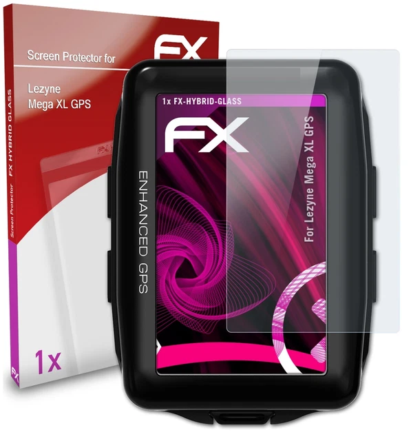 atFoliX Glasfolie für Lezyne Mega XL GPS Panzerfolie 9H Schutzpanzer