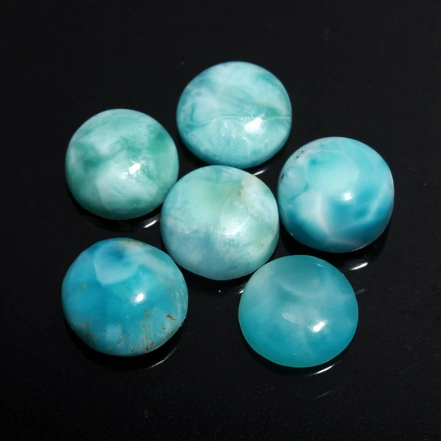 Naturel Larimar Cabochon Pierre précieuse 12 mm Forme ronde Dos plat...