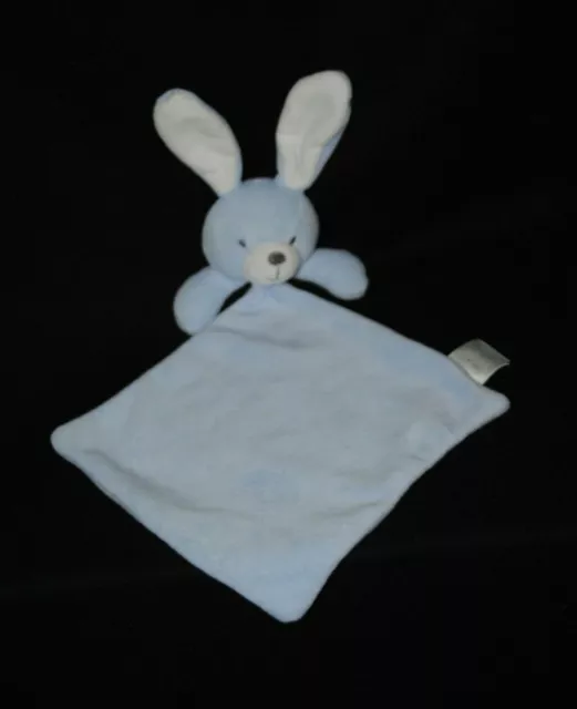 Doudou plat lapin MES PETITS CAILLOUX bleu blanc NEUF