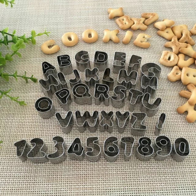 37pc Alphabet Letter Number Fondant Icing Cutter Cake Decorating Stainless Steel