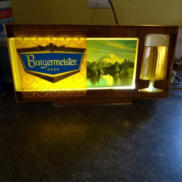 Vintage Burgermeister Beer Light Up Counter Top-Cash Register Light-Sign, Works