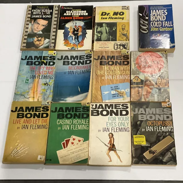 James Bond Bulk Lot  X12 Vintage PB Spy 007 Ian Fleming Pan Sean Connery 1960-90