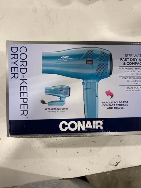 Conair 289NX 1875 Watt Ionic Conditioning Folding Handle Hair Dryer - Aqua Read