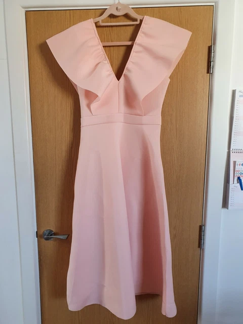 strapless open back dress 1970s Fuchsia Ruffle Sleeve Maxi Dress