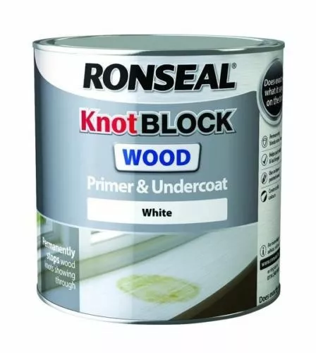 Ronseal Knot Block Wood Primer and Undercoat -  White - All Sizes