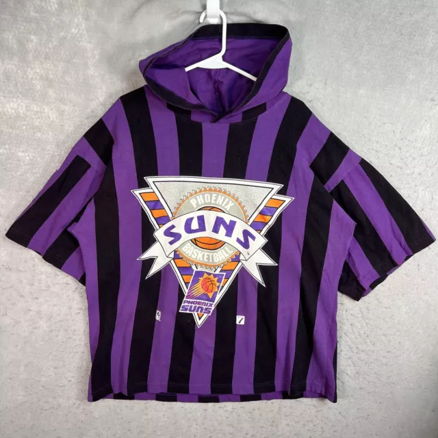 Vintage 90s Logo 7 Phoenix Suns Striped Hooded T Shirt Adult XL Purple Black Men