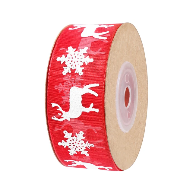 Amosfun Christmas Wrapping Roll 10 m Weihnachtsband mit Schneeflocke und Hirsch