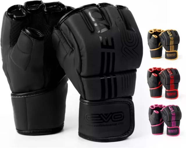 MMA Gloves Punching Sparring Muay Thai Fight Training Gloves Half By EVO Fitness