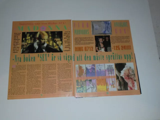 Madonna Whip Skid Row Sebastian Bach Tone Norum cuttings clippings Sweden