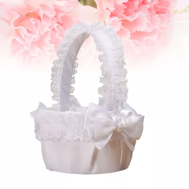 Dama de honor romántica flor niña cesta tejida soportes de boda