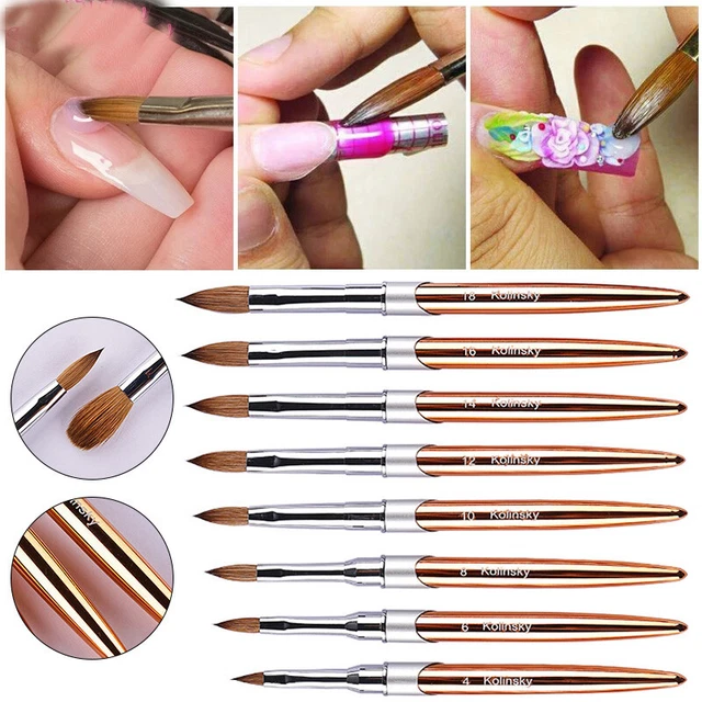 Kolinsky Sable Cepillo Pluma Acrílico Uñas Dibujo Constructor Profesión Herramienta de Manicura