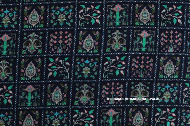 5 Yard Blue Floral Indian Digital Print 100% Cotton Fabric Dress Sewing Fabric