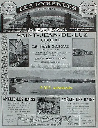 Publicite Les Pyrenees Saint Jean De Luz Ciboure Amelie Les Bains De 1926 Ad Pub