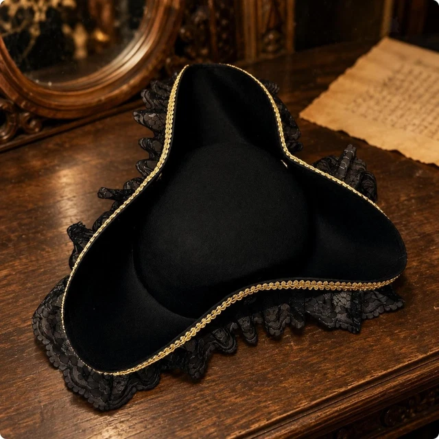 WIDE BRIM PIRATE Hat Structured Crown Pirate Costume Hat Nonwoven £8.69 ...