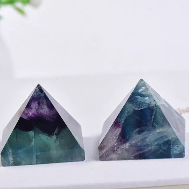 5Pcs Natural Colorful Fluorite Quartz Crystal Pyramid Healing Reiki Energy Tower