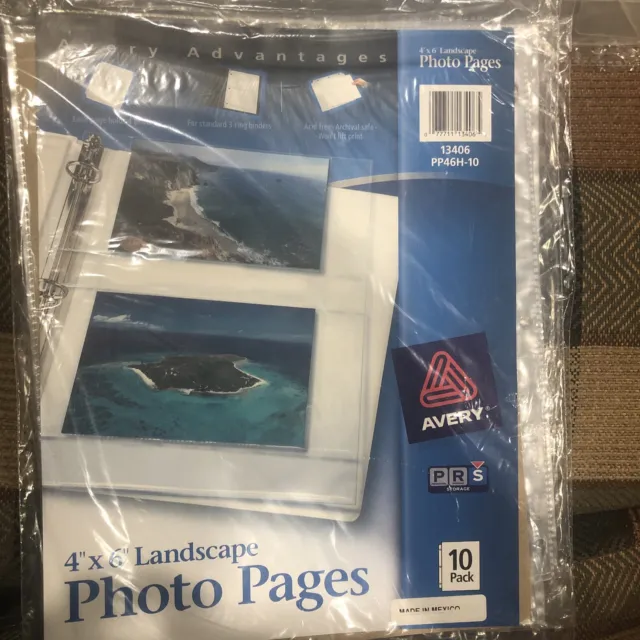 Photo Storage Pages for Four 4 x 6 Horizontal Photos, 3-Hole