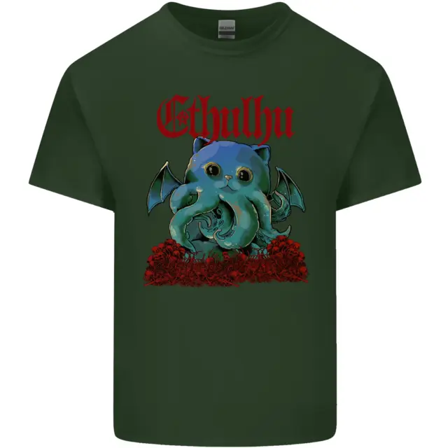 T-shirt top da uomo in cotone Cathulhu divertente gatto Cthulhu parodia Kraken 11