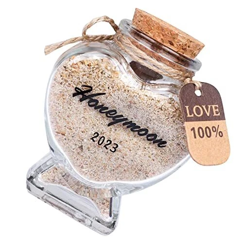 Honeymoon Sand Keepsake Jar 2023 - Honeymoon 2023 Heart Shaped Honeymoon Jar