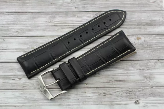 CINTURINO HIRSCH GEORGE Blu Stampa Alligatore 24mm Fibbia Acciaio Waterproof EUR 65 00 PicClick IT