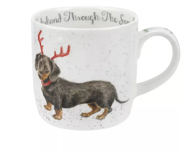 Dachshund Through The Snow Dog Christmas Mug Wrendale Porcelain Royal Worcester